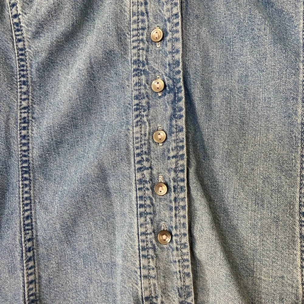 Rebecca Taylor Light Blue Ruffled Denim Top - Picture 3 of 6